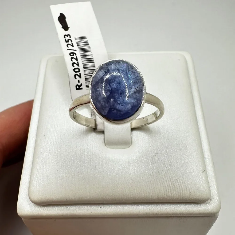 NWT Oval cut, 10x12mm Tanzanite Cabochon solitaire‎ ring in sterling silver!